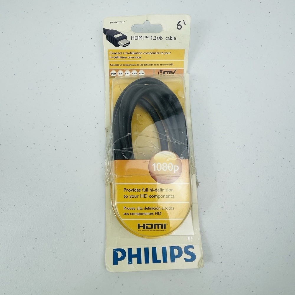 Philips Quality Hi Definition TV Cable 6 ft HDMI 1080P HDTV Open Box‎